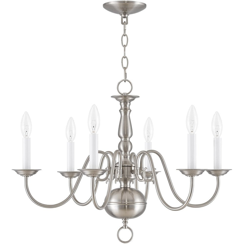 Nickel Six Light Metal Dimmable Chandelier With Shades HomeRoots