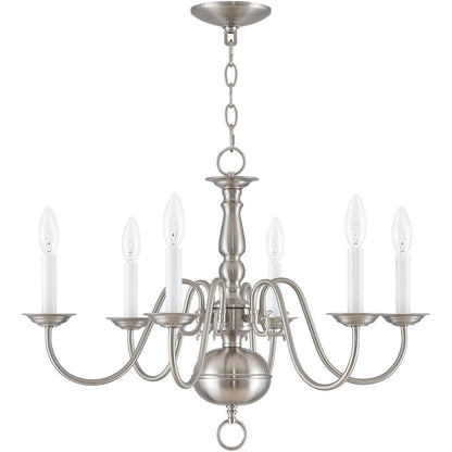 Nickel Six Light Metal Dimmable Chandelier With Shades HomeRoots