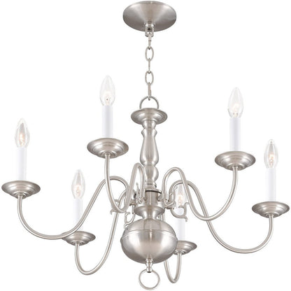 Nickel Six Light Metal Dimmable Chandelier With Shades HomeRoots