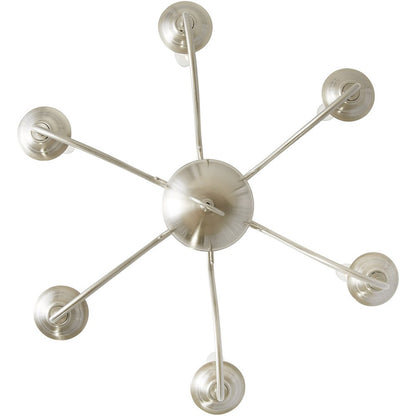 Nickel Six Light Metal Dimmable Chandelier With Shades HomeRoots