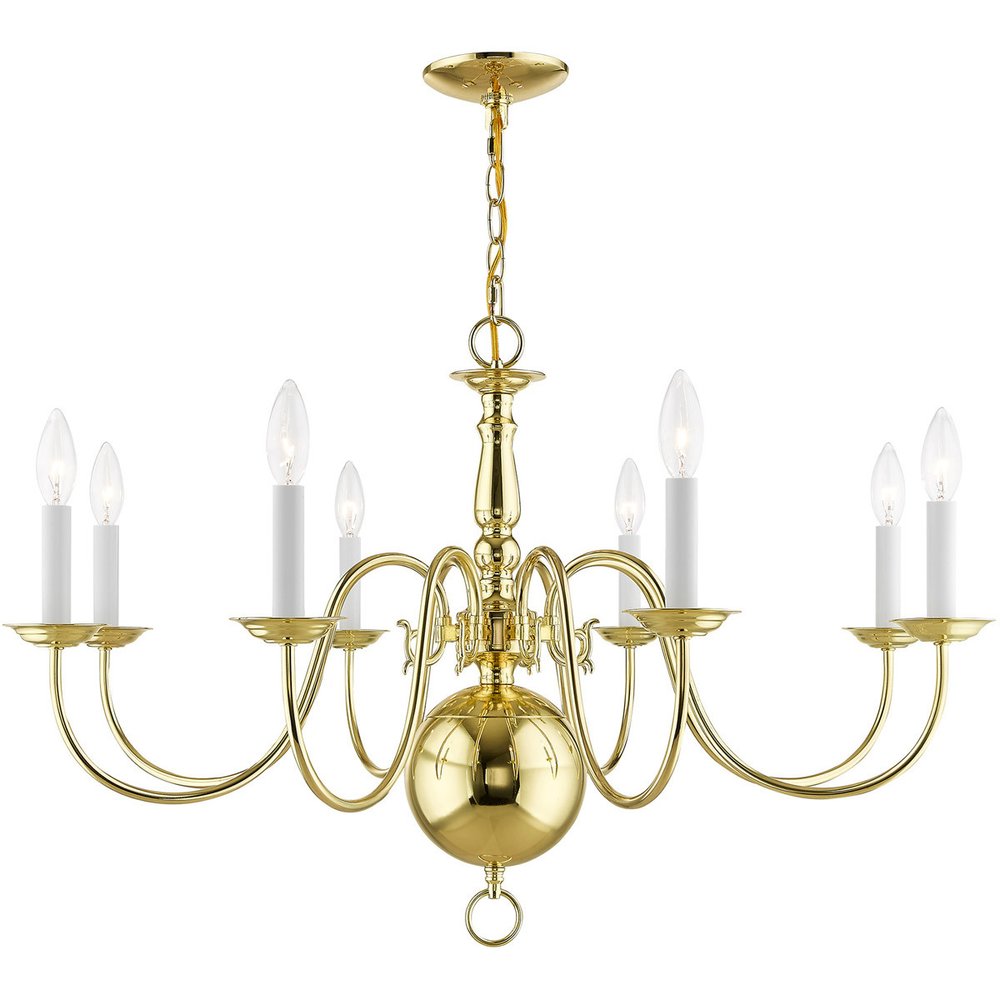 Brass Eight Light Metal Dimmable Chandelier With Shades HomeRoots