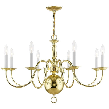 Brass Eight Light Metal Dimmable Chandelier With Shades HomeRoots