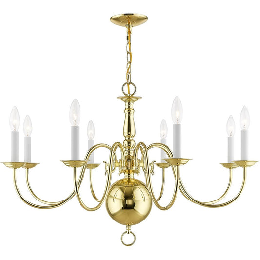 Brass Eight Light Metal Dimmable Chandelier With Shades HomeRoots