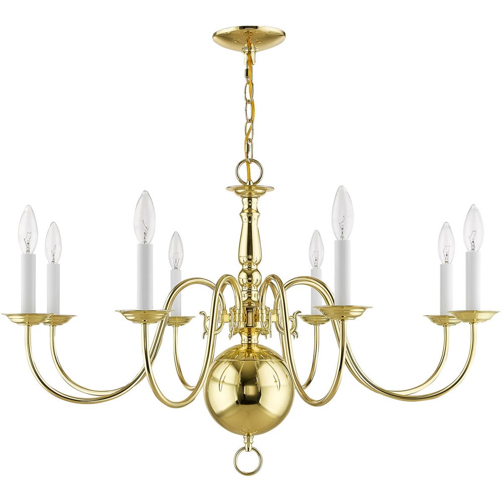 Brass Eight Light Metal Dimmable Chandelier With Shades HomeRoots