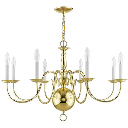 Brass Eight Light Metal Dimmable Chandelier With Shades HomeRoots