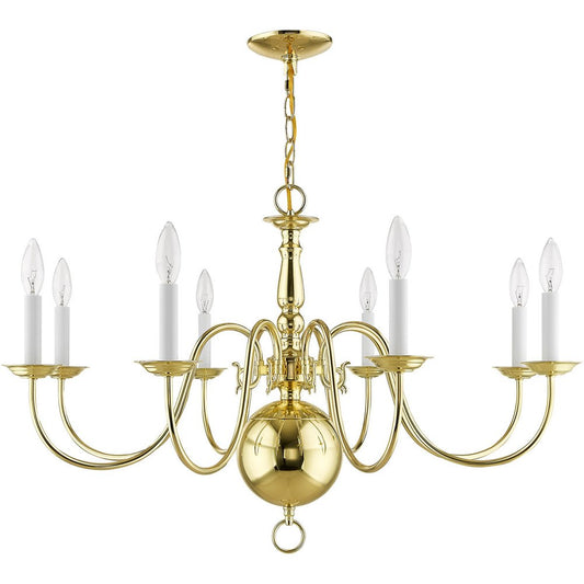 Brass Eight Light Metal Dimmable Chandelier With Shades HomeRoots