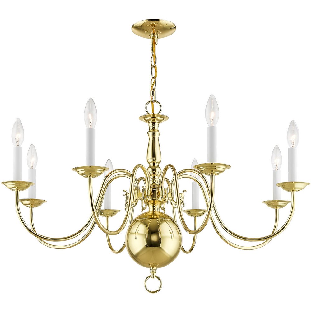 Brass Eight Light Metal Dimmable Chandelier With Shades HomeRoots