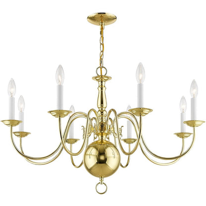Brass Eight Light Metal Dimmable Chandelier With Shades HomeRoots