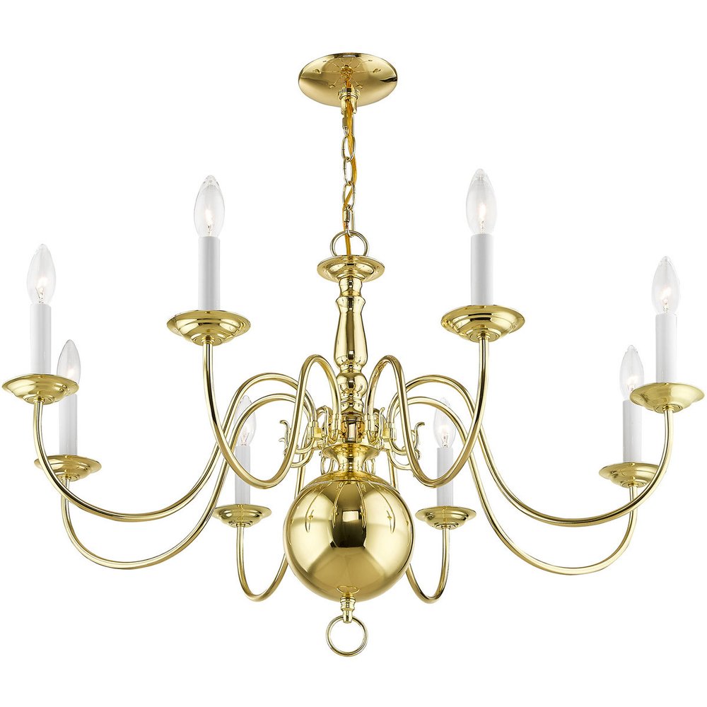 Brass Eight Light Metal Dimmable Chandelier With Shades HomeRoots