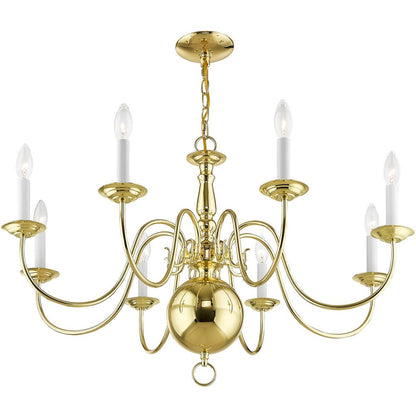 Brass Eight Light Metal Dimmable Chandelier With Shades HomeRoots