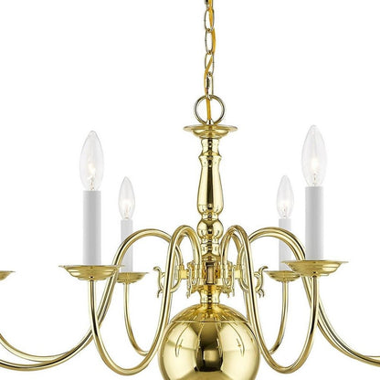 Brass Eight Light Metal Dimmable Chandelier With Shades HomeRoots