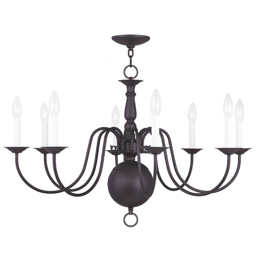 Bronze Eight Light Metal Dimmable Chandelier With Shades HomeRoots