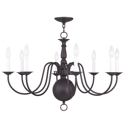 Bronze Eight Light Metal Dimmable Chandelier With Shades HomeRoots