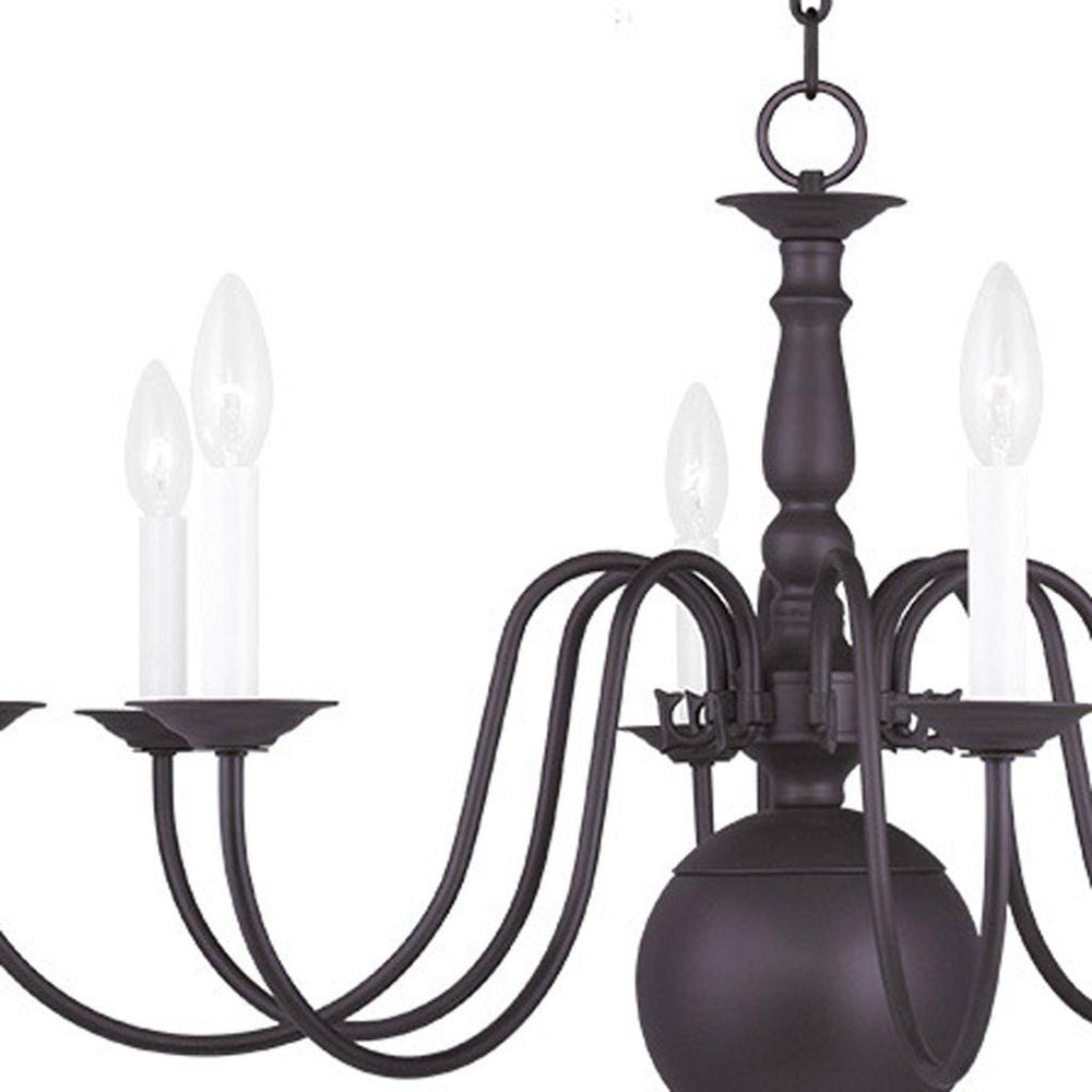 Bronze Eight Light Metal Dimmable Chandelier With Shades HomeRoots