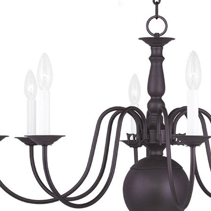 Bronze Eight Light Metal Dimmable Chandelier With Shades HomeRoots