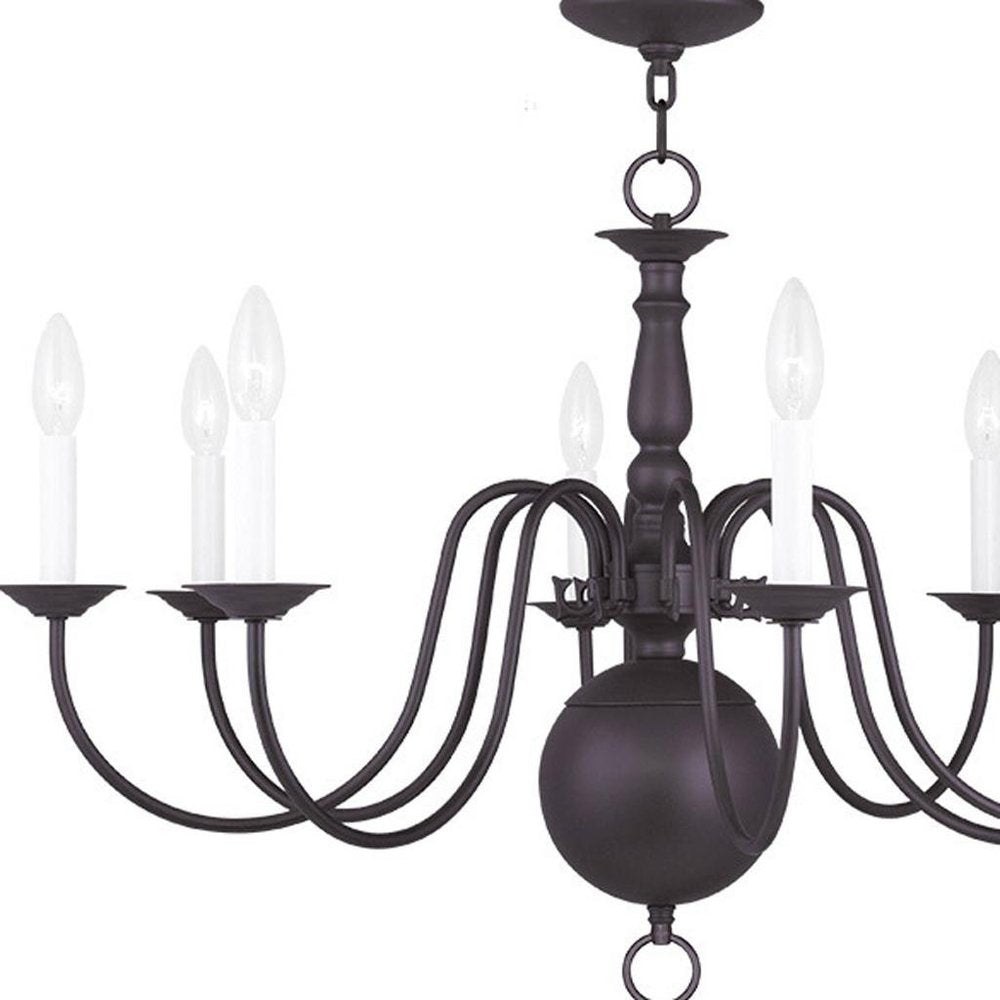 Bronze Eight Light Metal Dimmable Chandelier With Shades HomeRoots