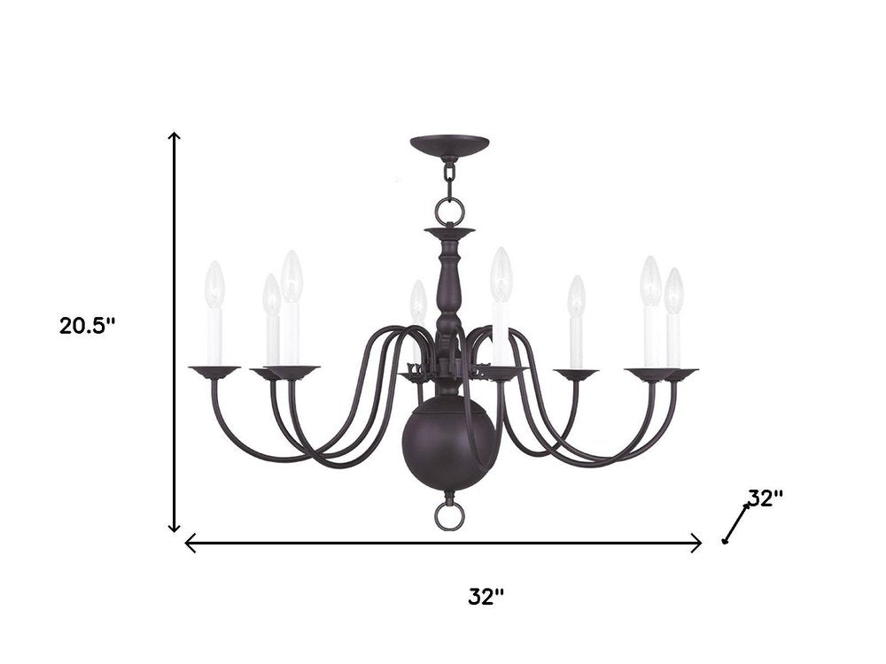 Bronze Eight Light Metal Dimmable Chandelier With Shades HomeRoots