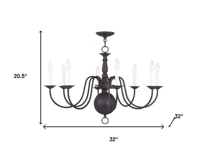 Bronze Eight Light Metal Dimmable Chandelier With Shades HomeRoots
