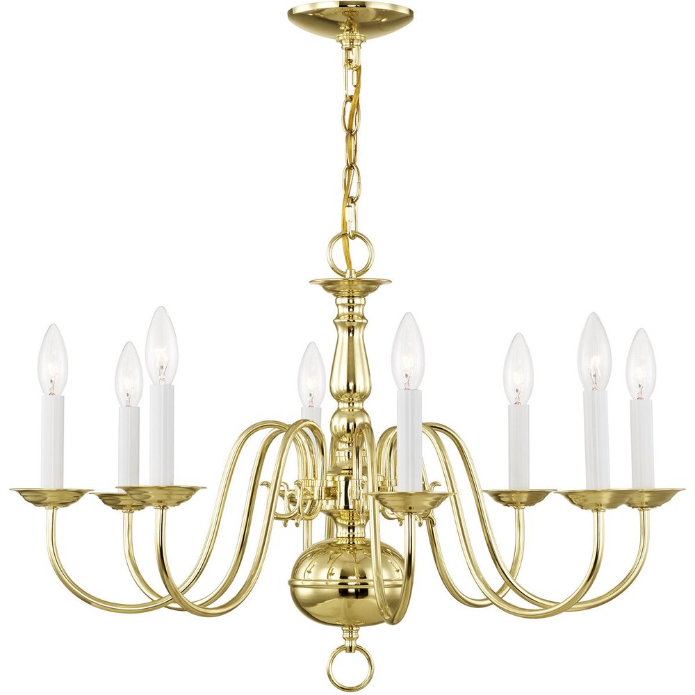 Brass Eight Light Metal Dimmable Chandelier With Shades HomeRoots