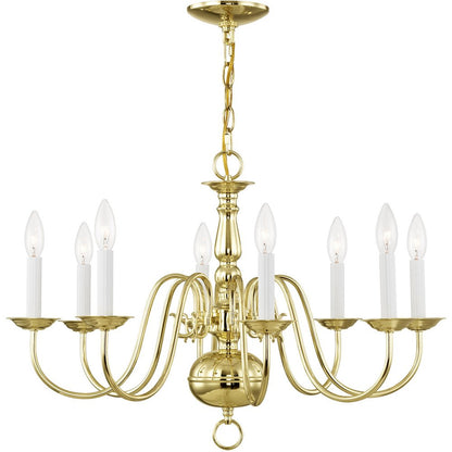 Brass Eight Light Metal Dimmable Chandelier With Shades HomeRoots