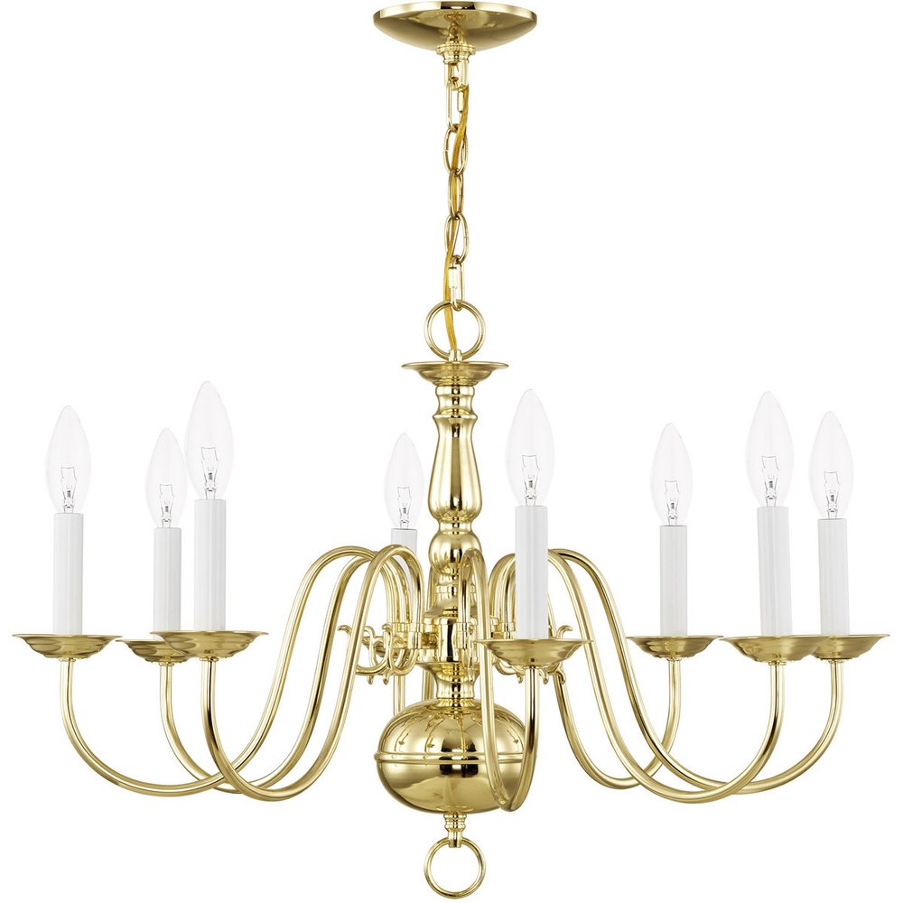 Brass Eight Light Metal Dimmable Chandelier With Shades HomeRoots