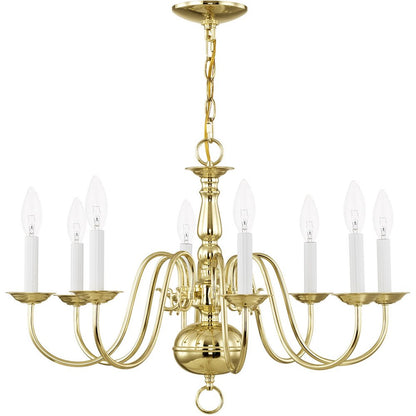 Brass Eight Light Metal Dimmable Chandelier With Shades HomeRoots