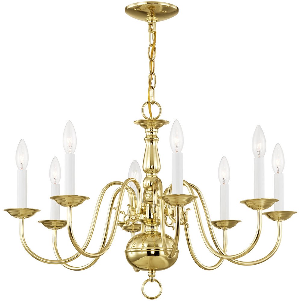 Brass Eight Light Metal Dimmable Chandelier With Shades HomeRoots