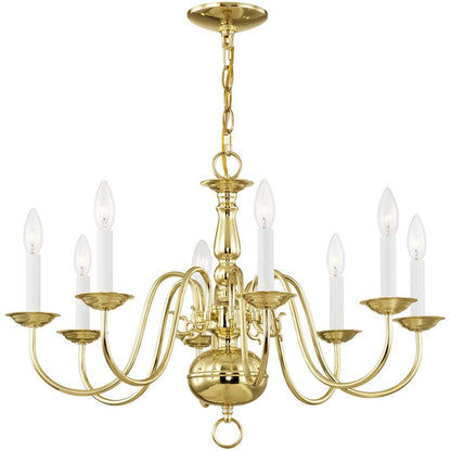 Brass Eight Light Metal Dimmable Chandelier With Shades HomeRoots