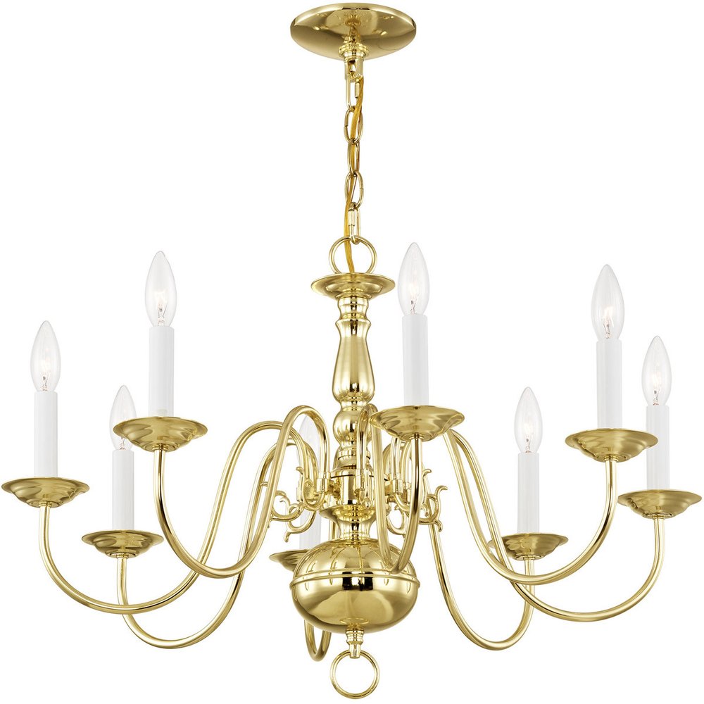 Brass Eight Light Metal Dimmable Chandelier With Shades HomeRoots