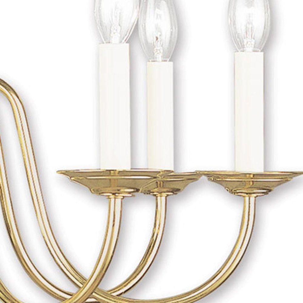 Brass Eight Light Metal Dimmable Chandelier With Shades HomeRoots
