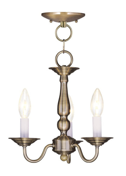 Antiqued Brass Three Light Metal Dimmable Chandelier With Shades HomeRoots