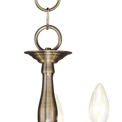 Antiqued Brass Three Light Metal Dimmable Chandelier With Shades HomeRoots