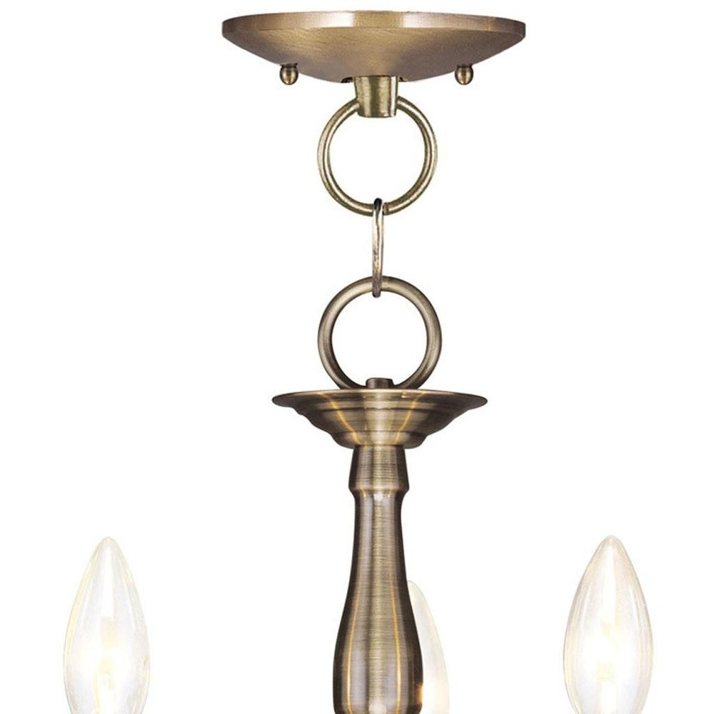 Antiqued Brass Three Light Metal Dimmable Chandelier With Shades HomeRoots
