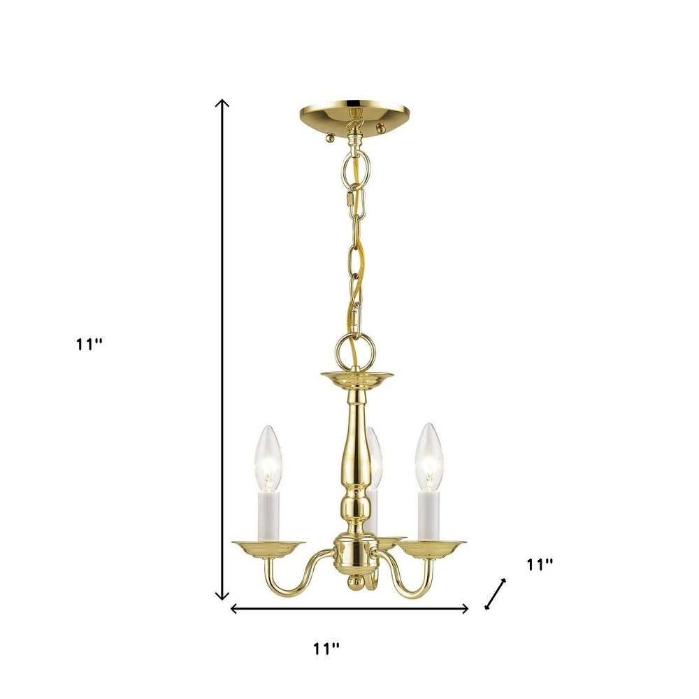 Brass Three Light Metal Dimmable Chandelier With Shades HomeRoots