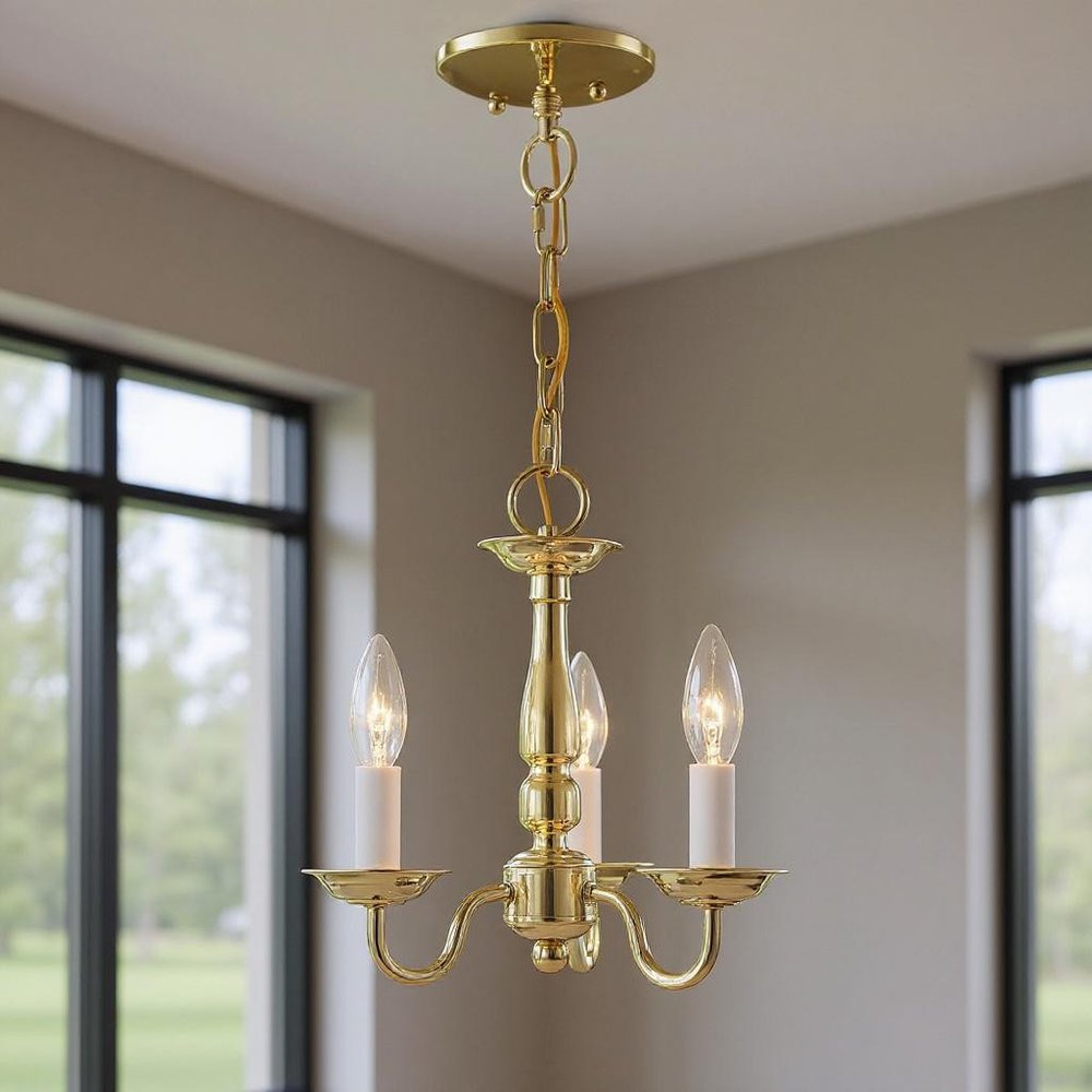 Brass Three Light Metal Dimmable Chandelier With Shades HomeRoots