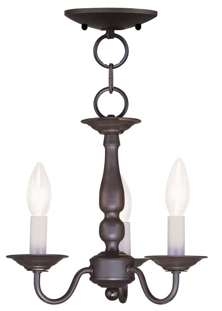 Bronze Three Light Metal Dimmable Chandelier With Shades HomeRoots