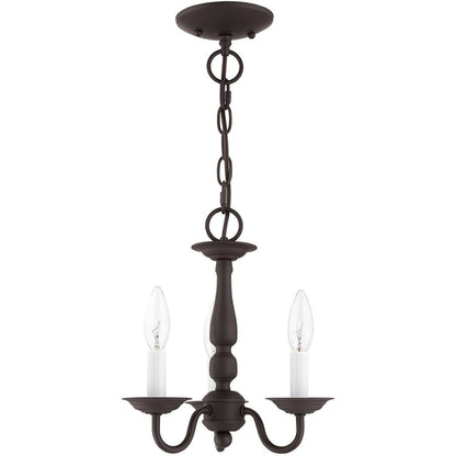 Bronze Three Light Metal Dimmable Chandelier With Shades HomeRoots