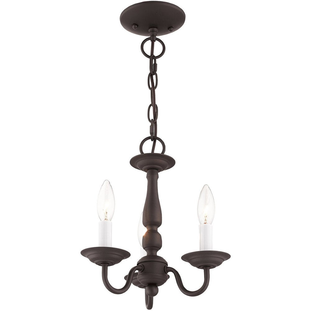 Bronze Three Light Metal Dimmable Chandelier With Shades HomeRoots