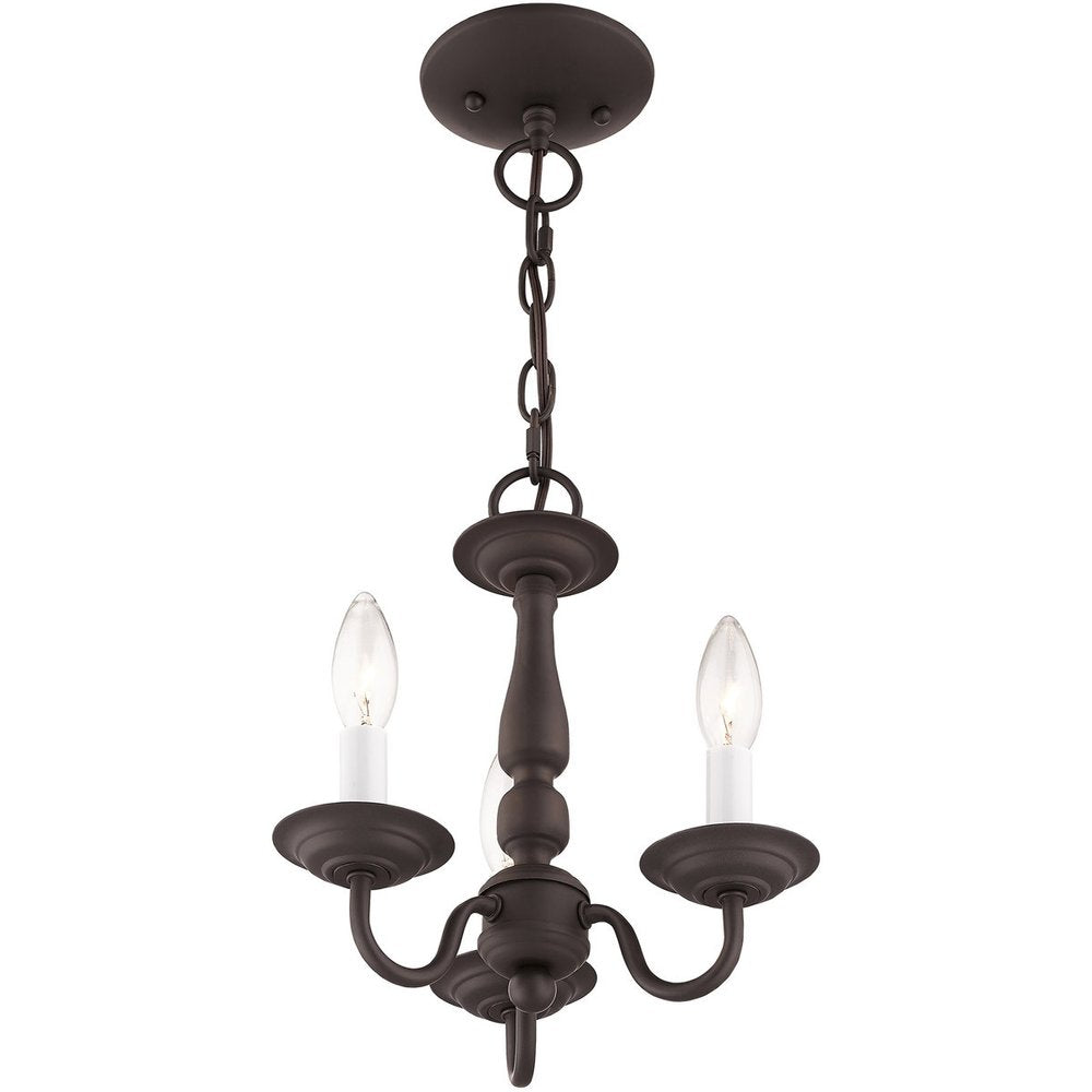 Bronze Three Light Metal Dimmable Chandelier With Shades HomeRoots
