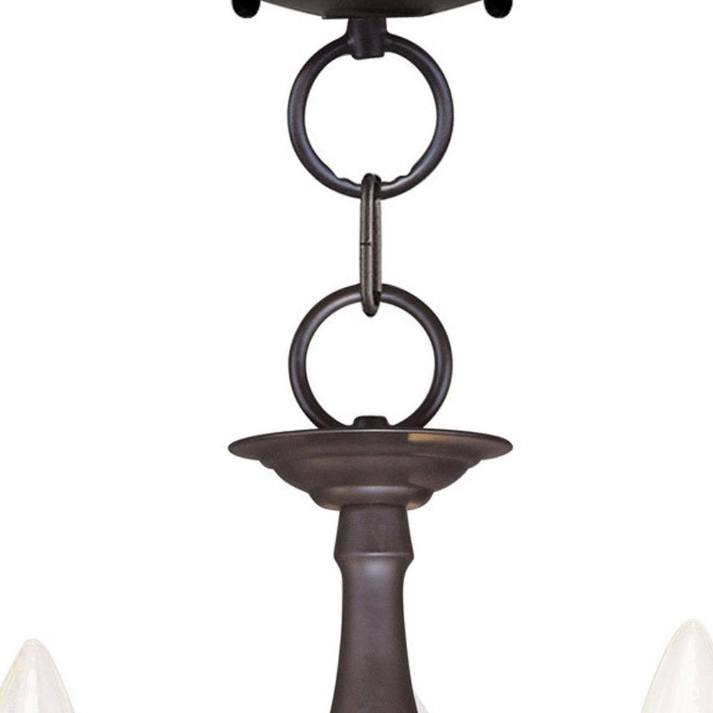 Bronze Three Light Metal Dimmable Chandelier With Shades HomeRoots