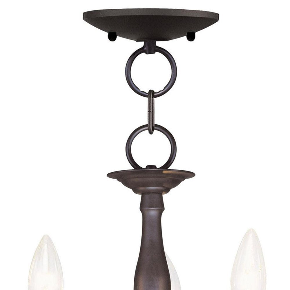 Bronze Three Light Metal Dimmable Chandelier With Shades HomeRoots