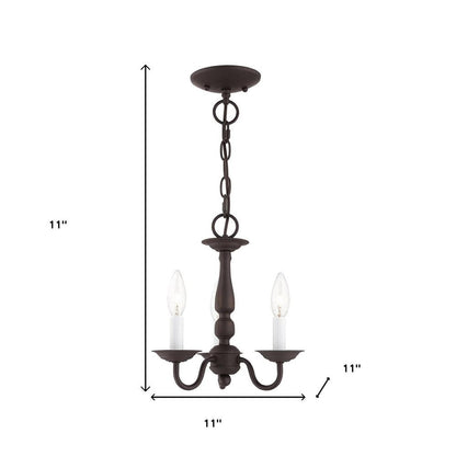 Bronze Three Light Metal Dimmable Chandelier With Shades HomeRoots