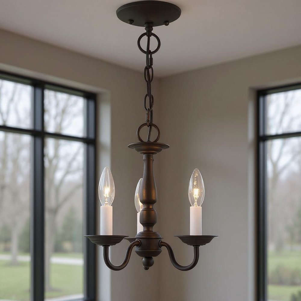 Bronze Three Light Metal Dimmable Chandelier With Shades HomeRoots