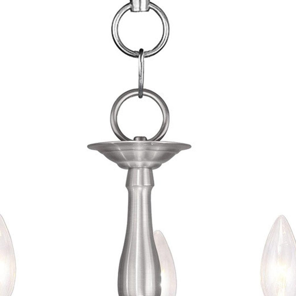 Nickel Three Light Metal Dimmable Chandelier With Shades HomeRoots