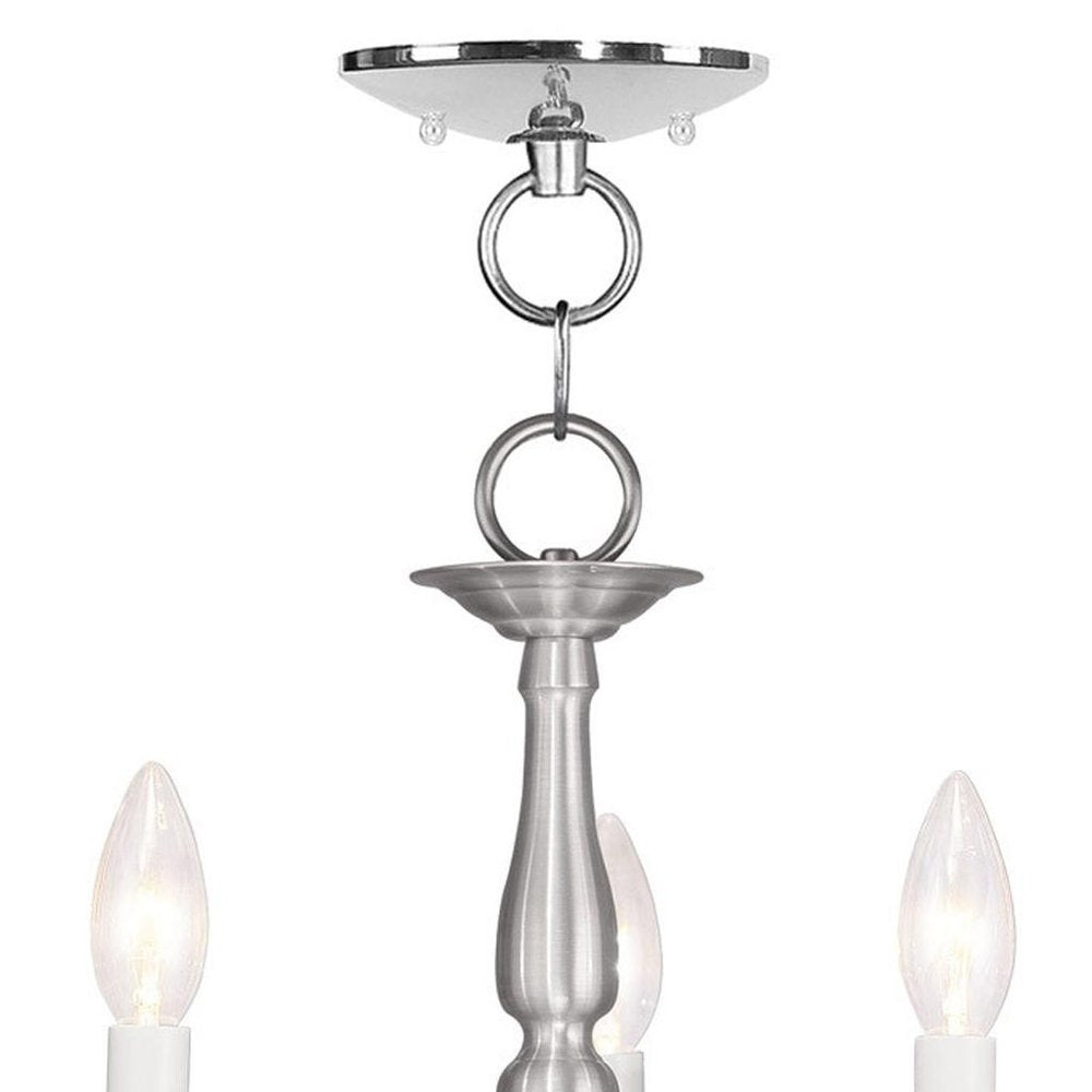 Nickel Three Light Metal Dimmable Chandelier With Shades HomeRoots