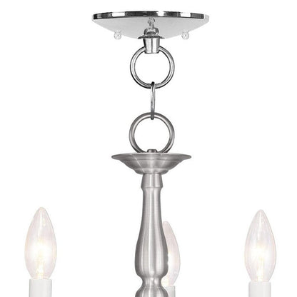 Nickel Three Light Metal Dimmable Chandelier With Shades HomeRoots