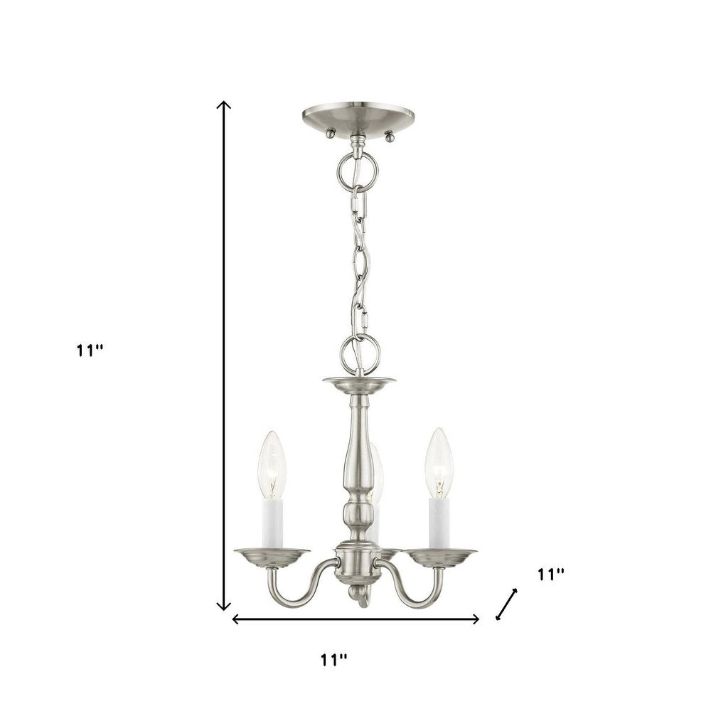 Nickel Three Light Metal Dimmable Chandelier With Shades HomeRoots