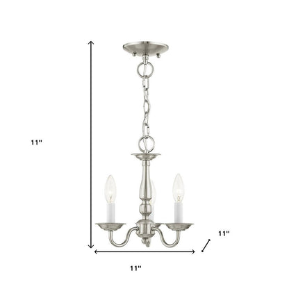 Nickel Three Light Metal Dimmable Chandelier With Shades HomeRoots