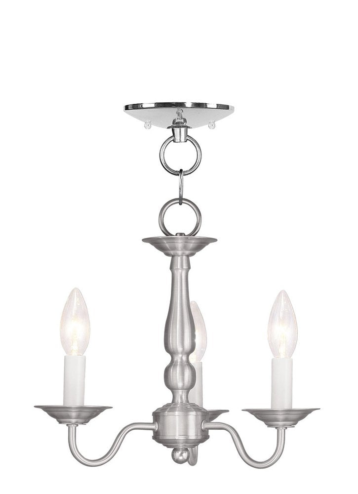 Nickel Three Light Metal Dimmable Chandelier With Shades HomeRoots