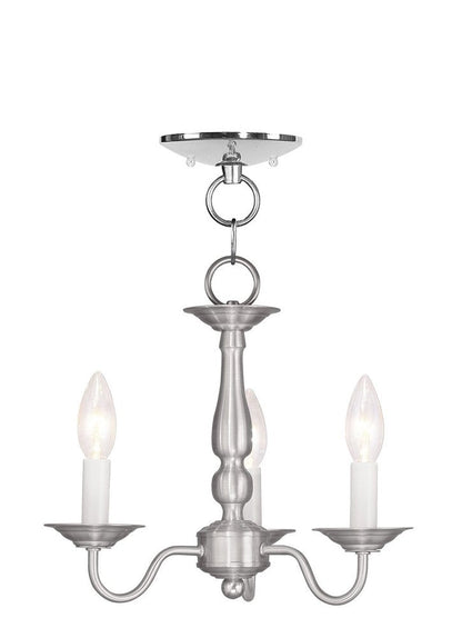 Nickel Three Light Metal Dimmable Chandelier With Shades HomeRoots